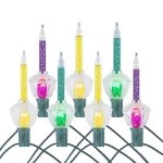 Yellow/Purple/Green Bubble Light Clear Multi Base Set with Silver Glitter