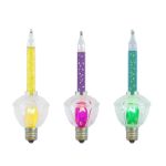 Yellow/Purple/Green Bubble Light Clear Multi Base Set with Silver Glitter