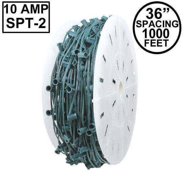 Novelty Lights Commercial Grade 10 Amp C7 1000' Spool 36" Spacing Green Wire