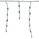 Warm White LED Icicle Lights on Green Wire 70 Bulbs