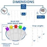 Red LED Icicle Lights on White Wire 70 Bulbs