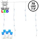 Blue LED Icicle Lights on White Wire 70 Bulbs