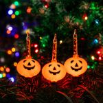 Orange Pumpkin Halloween Bubble Light Set