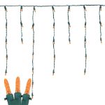Orange (amber) LED Icicle Lights on Green Wire 150 Bulbs