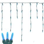 Blue LED Icicle Lights on Green Wire 150 Bulbs