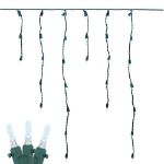 Pure White LED Icicle Lights on Green Wire 150 Bulbs