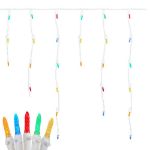 Multi (assorted) LED Icicle Lights on White Wire 150 Bulbs