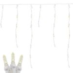 Warm White LED Icicle Lights on White Wire 150 Bulbs