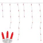Red LED Icicle Lights on White Wire 150 Bulbs