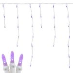 Purple LED Icicle Lights on White Wire 150 Bulbs