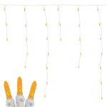 Orange (amber) LED Icicle Lights on White Wire 150 Bulbs