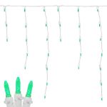 Green LED Icicle Lights on White Wire 150 Bulbs