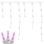 Pink LED Icicle Lights on White Wire 150 Bulbs