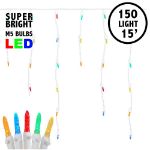Multi (assorted) LED Icicle Lights on White Wire 150 Bulbs
