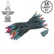 35 Light 17' Long Green Wire Multi Color Christmas Mini Lights