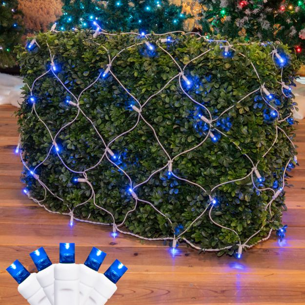 Blue LED Net Lights, White Wire, 4x6
