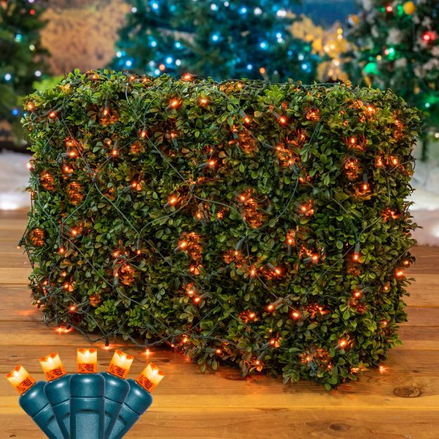 Amber/Orange LED Net Lights 4x6 Green Wire