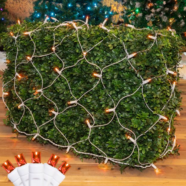 Amber/Orange LED Net Lights, White Wire 4x6