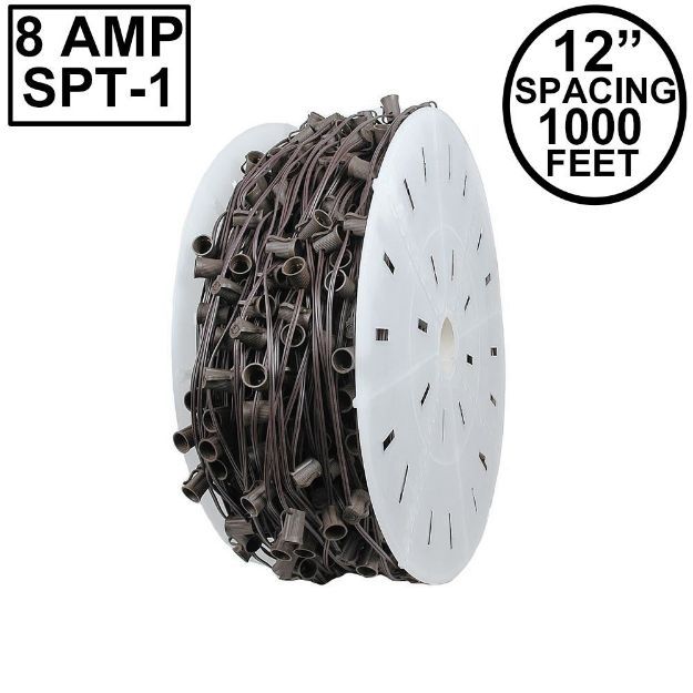 Novelty Lights Commercial Grade C9 1000' Spool 12" Spacing 8 Amp Brown Wire