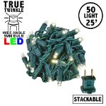 *NEW* TrueTwinkle® LED Christmas Lights 50 LED Warm White 25' Long Green Wire