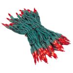 70 Light Traditional T5 Red LED Mini Lights Green Wire