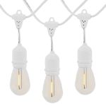 24 Warm White Plastic LED S14 Commercial Grade Suspended Light String Set on 48' of White Wire Shatterproof