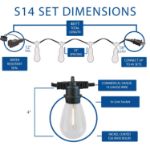 24 Warm White Plastic LED S14 Commercial Grade Light String Set on 48' of Black Wire Shatterproof