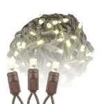 Commercial Grade Wide Angle 100 LED Warm White 50' Long on Brown Wire