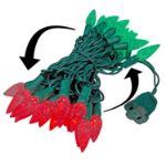 *NEW* Colorwave Red-Green 35 LED C6 Strawberry Mini Lights Commercial Grade on Green Wire