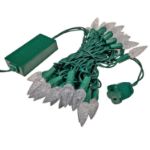 *NEW* Colorwave Red-Pure White 35 LED C6 Strawberry Mini Lights Commercial Grade on Green Wire
