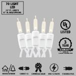 70 Light Traditional T5 Warm White LED Mini Lights White Wire