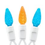 Teal and Orange 70 LED C6 Strawberry Mini Lights Commercial Grade on White Wire