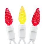 Red and Yellow 70 LED C6 Strawberry Mini Lights Commercial Grade on White Wire