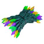 *NEW* TrueTwinkle® Yellow/Purple/Green 70 LED C6 Strawberry Mini Lights Commercial Grade on Green Wire