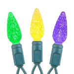 *NEW* TrueTwinkle® Yellow/Purple/Green 70 LED C6 Strawberry Mini Lights Commercial Grade on Green Wire