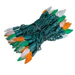 *NEW* TrueTwinkle® Green/White/Orange 70 LED C6 Strawberry Mini Lights Commercial Grade on Green Wire