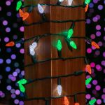 *NEW* TrueTwinkle® Green/White/Orange 70 LED C6 Strawberry Mini Lights Commercial Grade on Green Wire