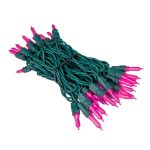 35 Light Traditional T5 Pink LED Mini Lights Green Wire