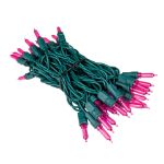 35 Light Traditional T5 Pink LED Mini Lights Green Wire