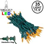 35 Light Traditional T5 Amber Orange LED Mini Lights Green Wire