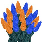 Orange and Blue 70 LED C6 Strawberry Mini Lights Commercial Grade Green Wire