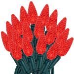 Red 70 LED C6 Strawberry Mini Lights Commercial Grade on Green Wire
