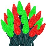 Red and Green 70 LED C6 Strawberry Mini Lights Commercial Grade Green Wire