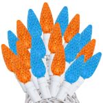 Teal and Orange 70 LED C6 Strawberry Mini Lights Commercial Grade on White Wire