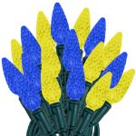 Yellow and Blue 70 LED C6 Strawberry Mini Lights Commercial Grade Green Wire