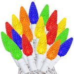 Multi 70 LED C6 Strawberry Mini Lights Commercial Grade on White Wire