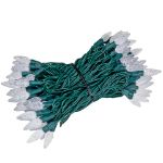 Warm White 100 LED C6 Strawberry Mini Lights Commercial Grade Green Wire