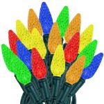 Multi 100 LED C6 Strawberry Mini Lights Commercial Grade Green Wire