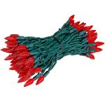 Red 100 LED C6 Strawberry Mini Lights Commercial Grade Green Wire