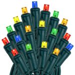 Commercial Grade Wide Angle 50 LED Multi Color 17' Long on Green Wire